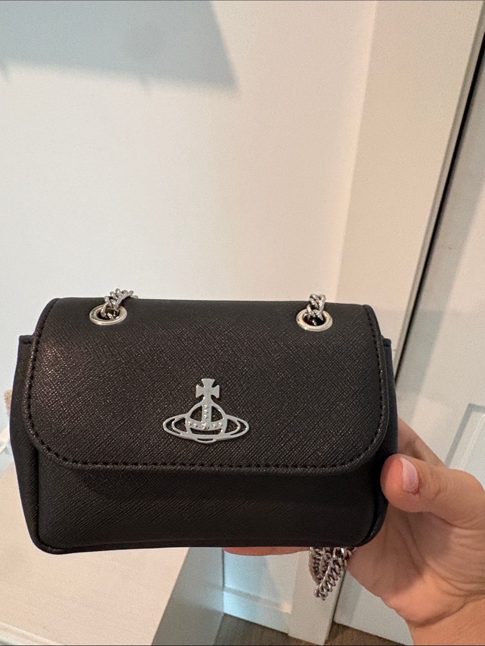 Vivienne Westwood luxury Black Mini Chain Shoulder and Crossbody Bag authentic